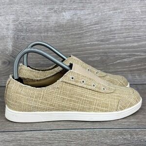 Spenco Santa Maria Women’s Sz 7B Beige Tan Canvas Burlap Slip On Casual Sneakers